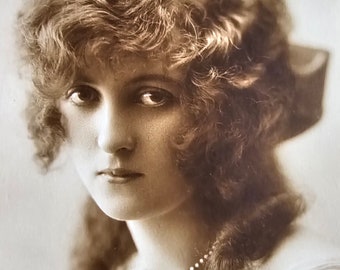 Enigmatic Beauty /// Parisian Model Portrait /// Original Antique French Postcard /// Year 1922