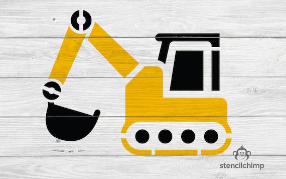 Excavator Stencil | Construction Vehicle Stencil | Play Room