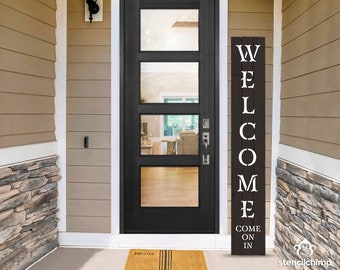 Welcome Come On In Porch Stencil, Porch Sign Stencil, Happy Vertical Stencil, Porch Sign Craft, Front Porch Decor, Door Sign, Porch Sign,DIY