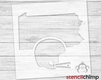 Pennsylvania State Shape with Football Helmet Stencil | PRO College Football Stencil for Sports Fan | Vintage Football Stencil for Wood Sign