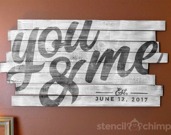 You & Me Stencil | Wedding Stencil | Anniversary Gift | DIY Art DECAL/STENCIL