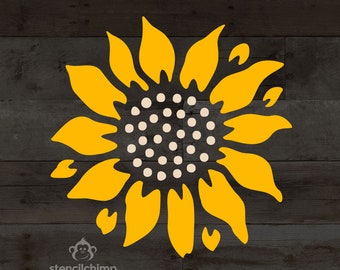 Stencil, Sunflower Stencil, Flower Stencil, Sunflower with Seeds Stencil for Gardening, Floral Stencil, Summer Stencil, Porch Decor