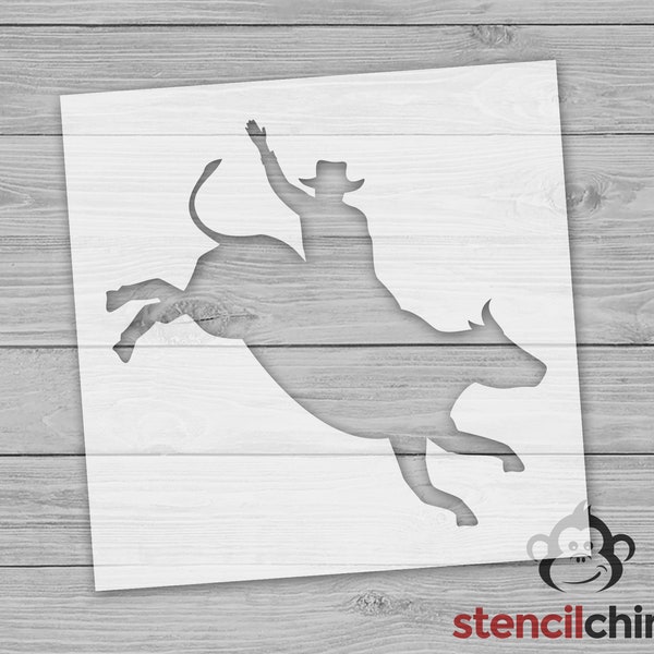 Cowboy Stencil, Bull Rider Stencil, Wild West Stencil for Kids Room, Bucking Bronco Stencil for Rodeo Scene, Wall Art, DIY Stencil, Craft