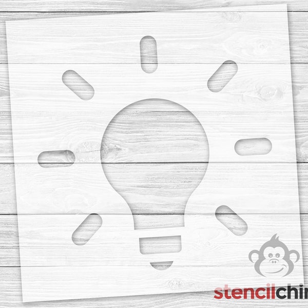 Light Bulb Stencil | Idea Stencil | Bright Light Stencil for DIY Signage | Tech Stencil | Energy Stencil | Rays of Light Stencil for Sign