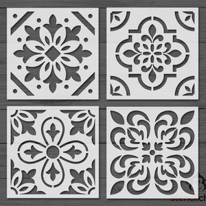 Reusable Tile Stencil Bundle, Decorative Tile Stencil, Kitchen Floor Stencil, Tile Stencil For Painting, Tile Stencils for Wood, Farmhouse