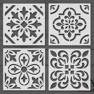 Reusable Tile Stencil Bundle, Decorative Talavera Tile Stencil, Kitchen Floor Stencil For Painting, Tile Stencils for Wood, Farmhouse