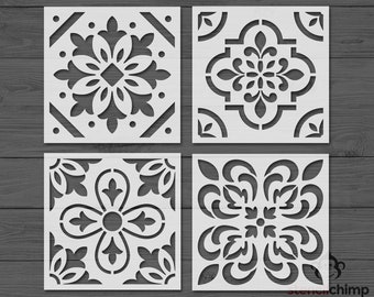 Reusable Tile Stencil Bundle, Decorative Tile Stencil, Kitchen Floor Stencil, Tile Stencil For Painting, Tile Stencils for Wood, Farmhouse