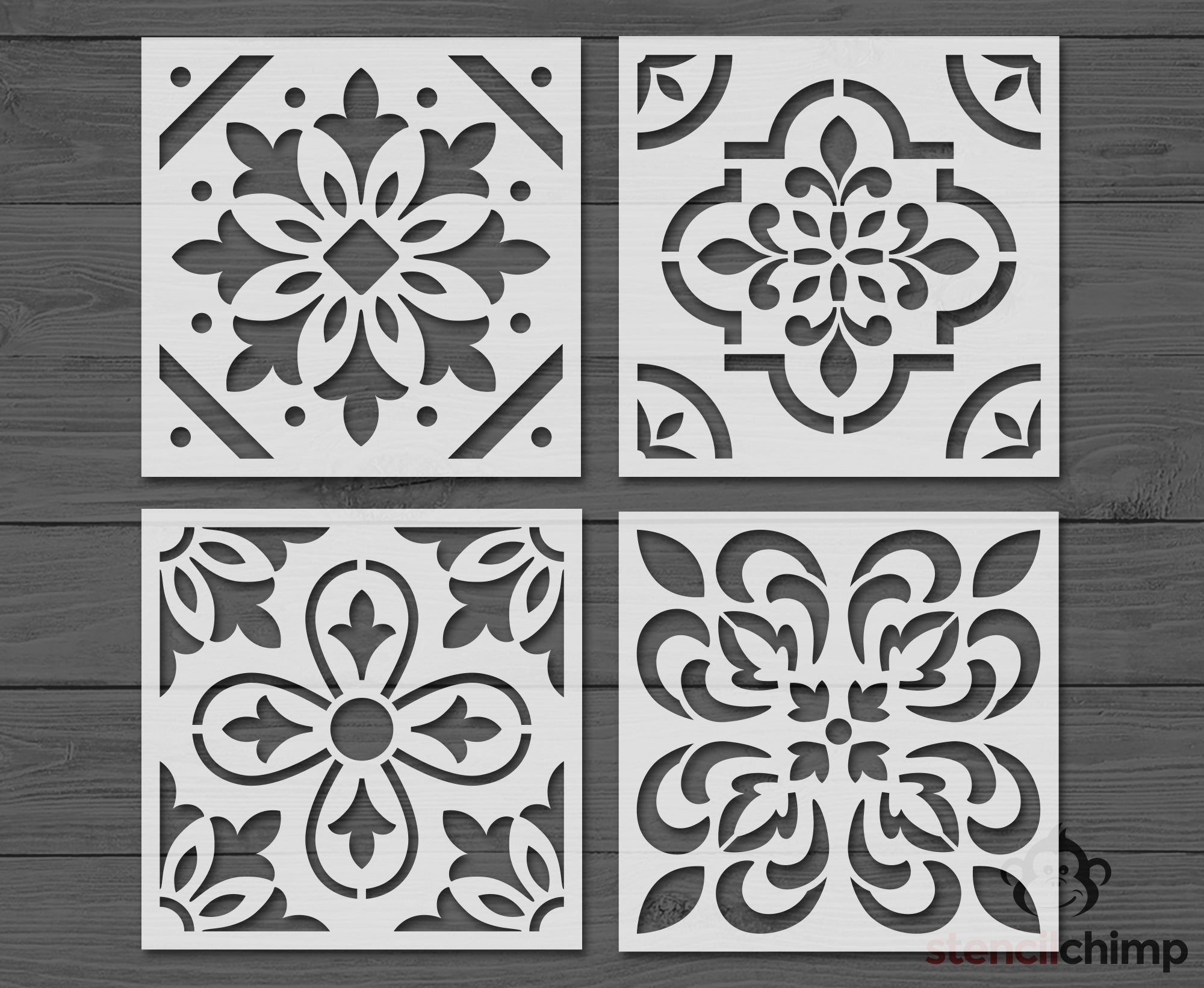 JUANA Tile Stencils Large Wall Stencils Tile Painting 