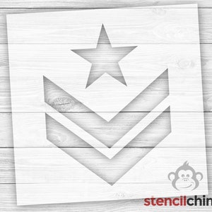 Military Rank Stencil | Chevron with Star Stencil | Army Rank Stencil | Chevron Stencil | Combat Stencil | Military Stencil | Army Stencil
