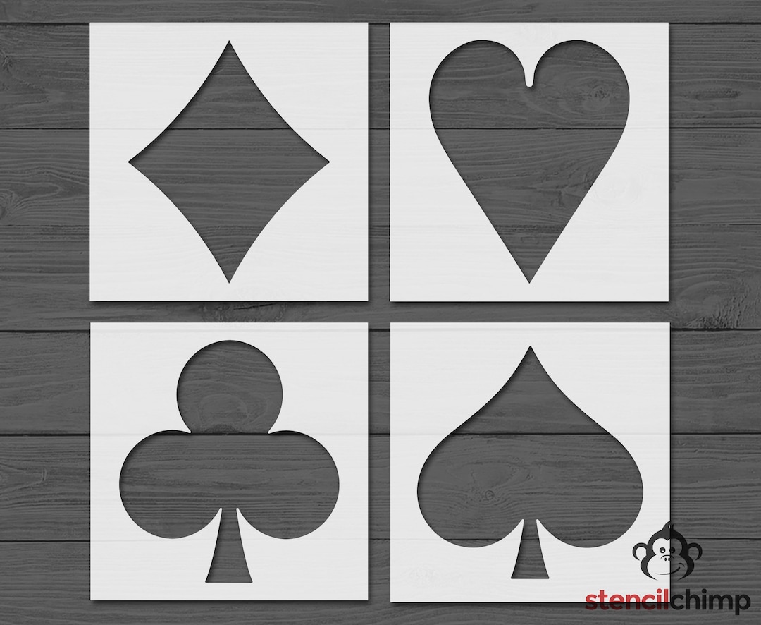 Playing Cards Stencil Bundle, Poker Stencil for Game Night Sign