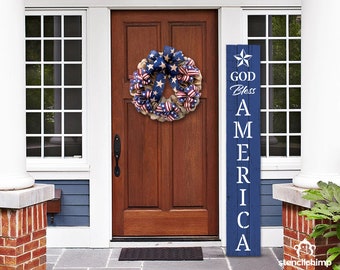 Stencil, God Bless America Porch Stencil, Vertical Sign Stencil,  Partriotic Stencil, Independence Day Stencil, Porch Decor, 4th of July
