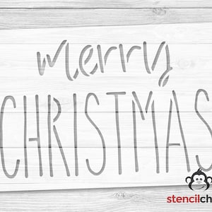 Stencil, Merry Christmas Stencil for Wood Sign, Rae Dunn Holiday Stencil, Christmas Decor Stencil, Christmas Craft Stencil, DIY Art Stencil