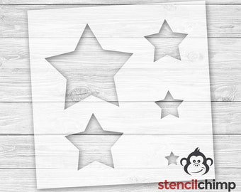 5 Stars Stencil | Multiple Plump Star Stencil | Fat Star Stencil for Kids Room | Twinkle Little Star | Playful Star Stencil