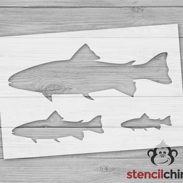 Trout Stencil, 3 sizes of Fish Stencil for Wood Sign, Lake House Stencil, Fish Silhouette Stencil, Gift for Him, Father's Day Stencil