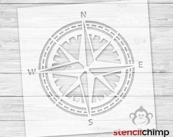Compass Stencil, Beach Stencil, Nautical Ship stencil, Anchor Stencil, Navy Stencil,  DIY Pallet Art Stencil for beach house decor