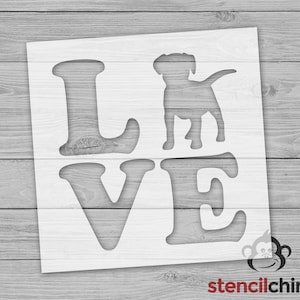 Vintage Puppy Love Stencil for Pet Lovers Decor, DIY Dog Stencil for Painting Wood Sign, Animal Lover Craft, Vet Stencil