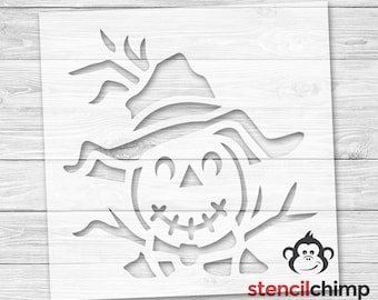 Scarecrow Stencil,  Fall Stencil for Farmhouse Decor, Trick or Treat Stencil for Wood Sign, Halloween Stencil,  Art Stencil