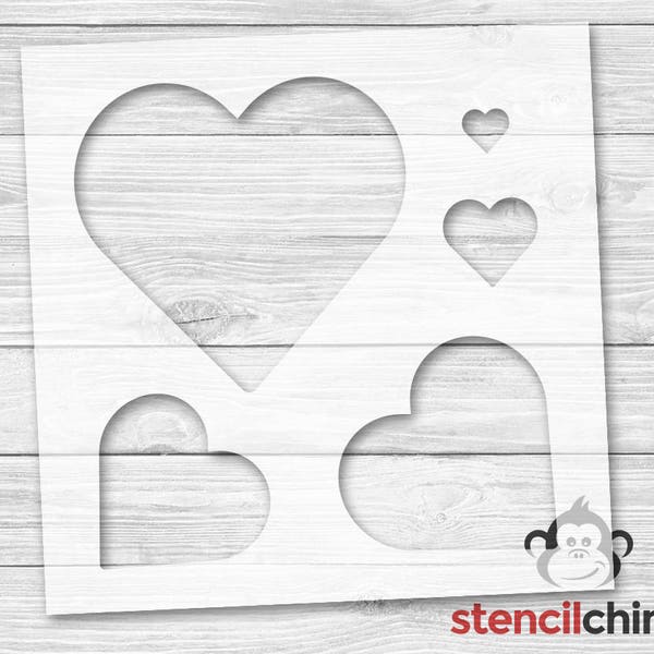 Heart Stencil | Valentines Stencil | Hearts | Romance Stencil | Love Stencil | 5 sizes of hearts | Kid Project | DIY Art Stencil