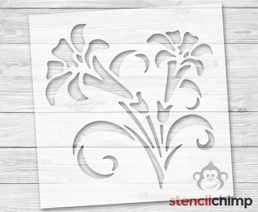 Lily Stencil Flower Stencil for DIY Crafts Springtime Stencil for Wood