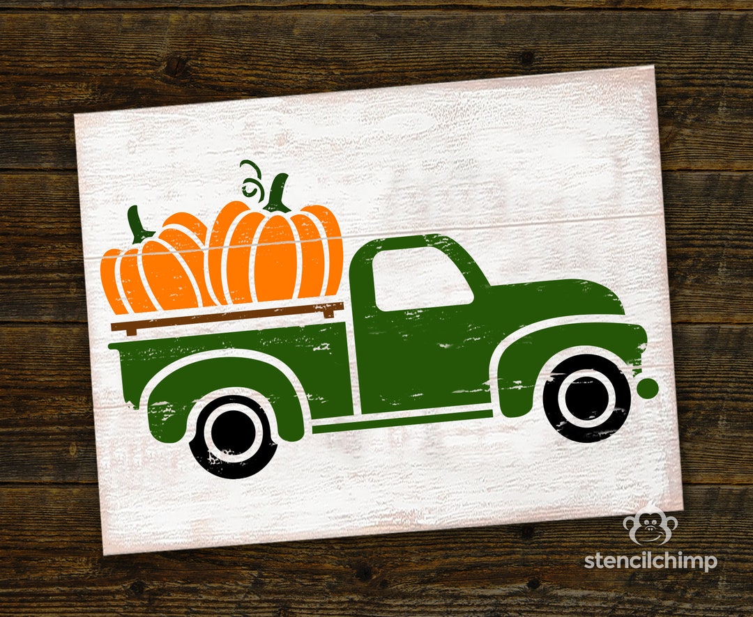 Pumpkin Truck Stencil Thanksgiving Truck Stencil Old Truck