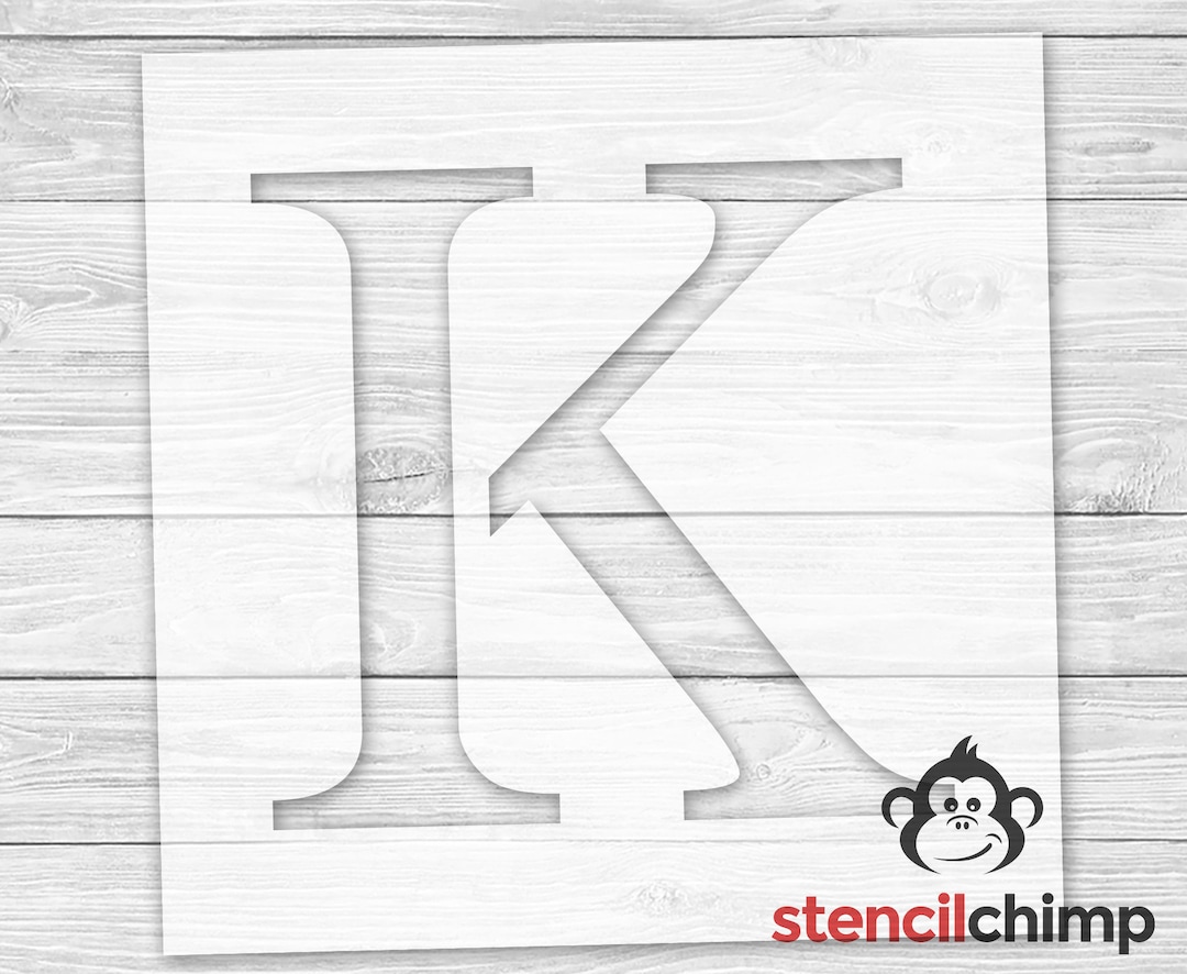 Letter K Stencil for Sign, Serif Letter Stencil, Monogram Letter