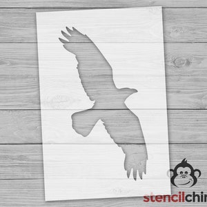 Flying Crow Stencil, DIY Art Stencil, Bird Stencil for Kids Room, Flying Bird Stencil, Wall Art Stencil for Wood, Kid Craft, Garden Sign