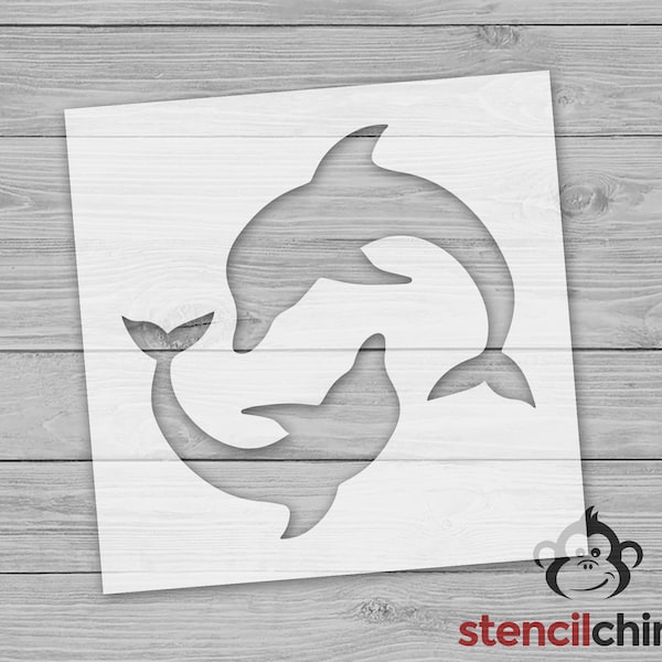 Dolphin Circle Stencil | Beach Stencil | Summer Stencil | Dolphin Stencil | Two Dolphins | Ocean Stencil | DIY Art Stencil