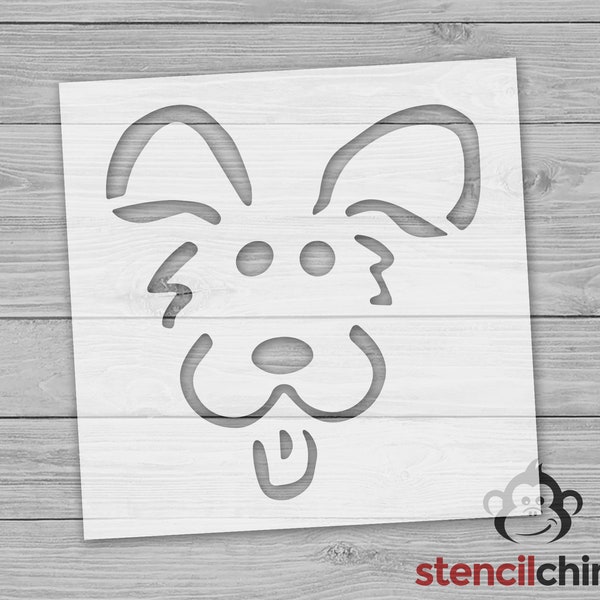 Cute Cartoon Dog Face Stencil, Animal Stencil, Stencil of a Happy Dog with Tongue Out, Animal Lover Stencil, Gift for Pet Lover, Kid Craft