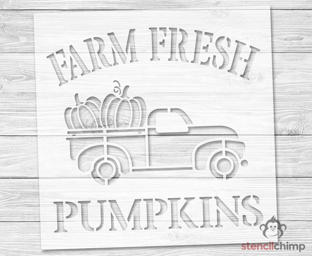 Pumpkin Truck Stencil Farm Fresh Pumpkins Stencil Farmhouse