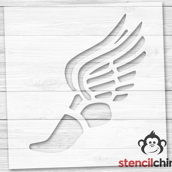 Winged Foot Stencil | Track Stencil | Foot Stencil | Flying Foot Stencil  | DIY Pallet Art School Mascot Stencil