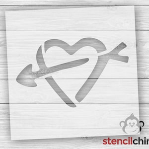Heart with Arrow Stencil | Valentines Day Stencil | Romance Stencil | Love Stencil | Heart Stencil | Cupid Stencil | DIY Stencil Wall Art