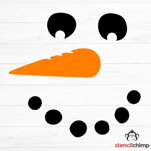 Snowman Face Stencil | Christmas Stencil | Winter Stencil | Happy Snowman Stencil | Holiday Stencil | DIY Art Stencil for Wood Sign