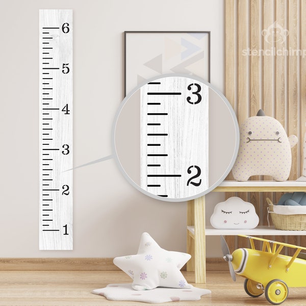 Kids Growth Chart Stencil Kit, DIY Height Ruler Stencil for Wood Sign, 6 Feet Tall, Reusable Plastic or Vinyl Craft Stencil, Nursery Stencil