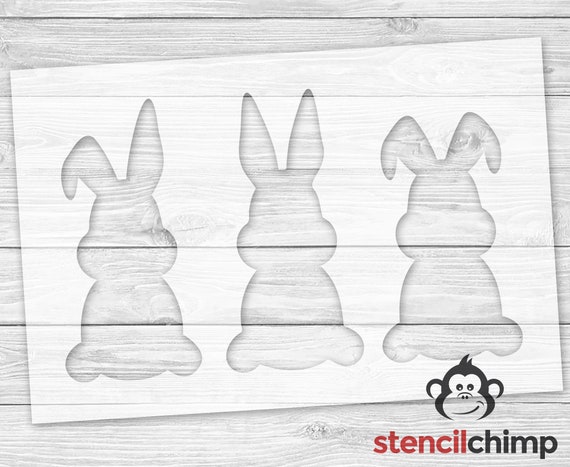 Easter Bunny Stencil 3 Easter Bunnies Stencil Easter Stencil Rabbit Stencil  for Sign Cute Easter Bunny Silhouette Stencil 