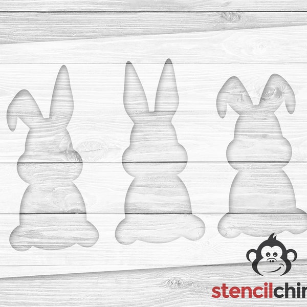 Easter Bunny Stencil | 3 Easter Bunnies Stencil | Easter Stencil | Rabbit Stencil for Sign | Cute Easter Bunny Silhouette Stencil