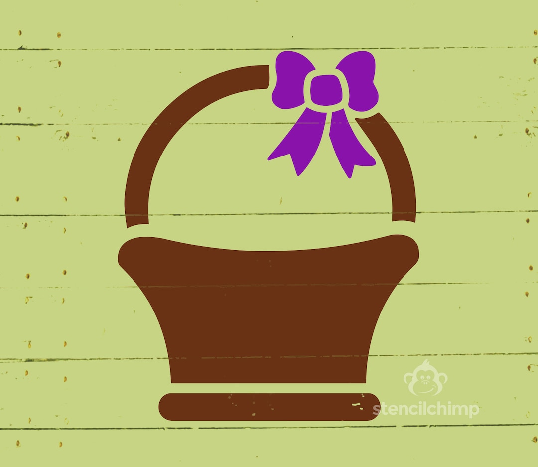 Easter Basket Stencil DIY Art STENCIL Basket with Bow Stencil for ...