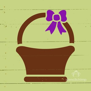 Easter Basket Stencil | DIY Art STENCIL | Basket with Bow Stencil for Easter Decorations | Holiday Decor | Easter Stencil