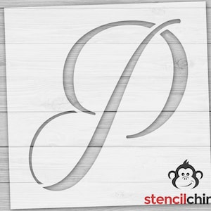 Letter P Stencil for Sign, Script Letter Stencil, Monogram Letter Stencil, Vinyl, Reusable Plastic, Name Stencil, Wedding Gift, Home Decor