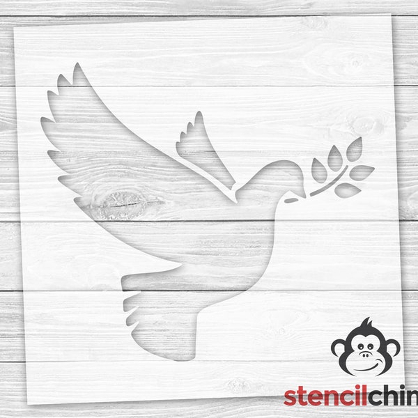 Dove Stencil | Dove with Olive Branch Stencil | Religious Stencil | Bird Stencil | Animal Stencil for Wood Sign | Nature Stencil | Reusable