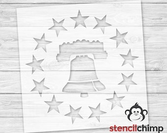 Liberty Bell With 13 Stars Stencil, Patriotic Stencil, Betsy Ross Wall Stencil, Independence Day Stencil, Painting Stencil for Wood Sign