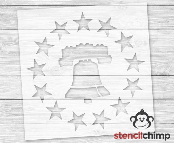 Liberty Bell With 13 Stars Stencil, Patriotic Stencil, Betsy Ross Wall Stencil, Independence Day Stencil, Painting Stencil for Wood Sign