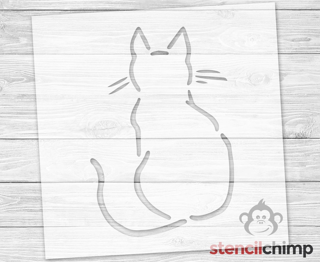Cat Stencil Sitting Cat Stencil Cat Outline Stencil for