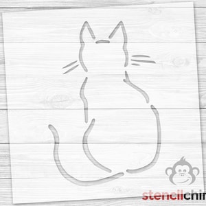 Cat Stencil | Sitting Cat Stencil | Cat Outline Stencil for Pallet Art | Mylar Stencil | Animal Lover Stencil | Pet Stencil | DIY wall art