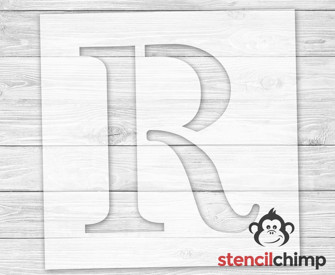 Large R Template Letter R Stencil for Sign, Serif Letter Stencil, Monogram Letter ...