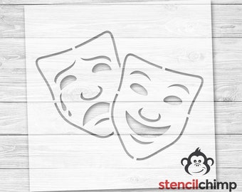 Theater Mask Stencil, Drama Stencil, Thalia and Melpomene Stencil, Stencil For Craft Stencil, Musical Stencil, Reusable and Vinyl Stencils