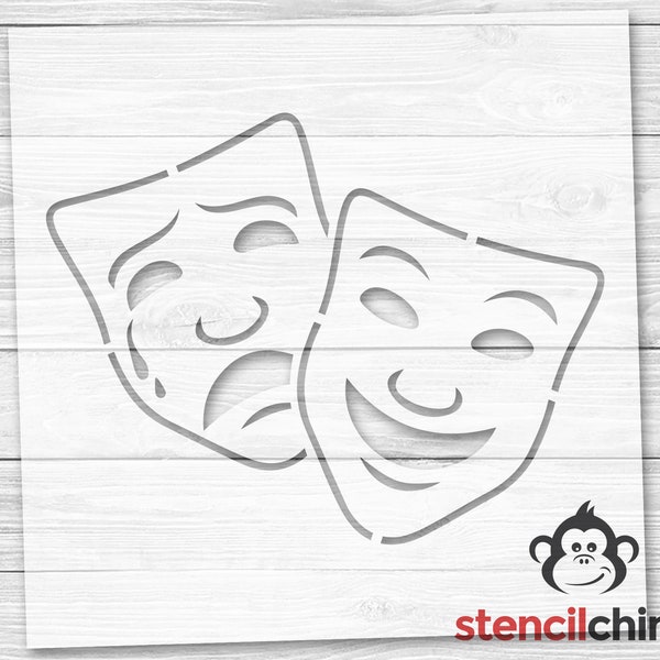 Theater Mask Stencil, Drama Stencil, Thalia and Melpomene Stencil, Stencil For Craft Stencil, Musical Stencil, Reusable and Vinyl Stencils