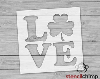 Vintage Love Clover Stencil for St. Patrick's Day Decor, DIY Shamrock Stencil for Painting Craft for St. Patrick's Day, Painting Stencil