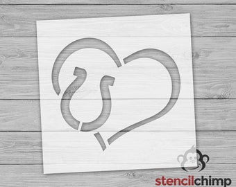 Horse Shoe in Heart Stencil, Horse Stencil, Equine, Animal Paw Stencil, DIY Pallet Art Stencil, Animal Lover, Equestrian, Craft Pet Stencil