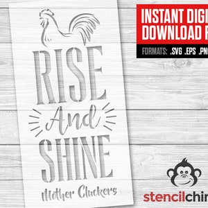 Rise And Shine Mother Cluckers-grappige stencil digitaal bestand voor Craft Cutters Cricut digitale download Svg, Eps, Png | Grappig sjabloon | Haan: