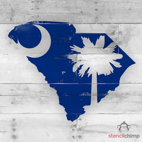 South Carolina State Stencil, Crescent Moon & Palmetto Tree Stencil, SC State Stencil, Palmetto and Moon, DIY Stencil